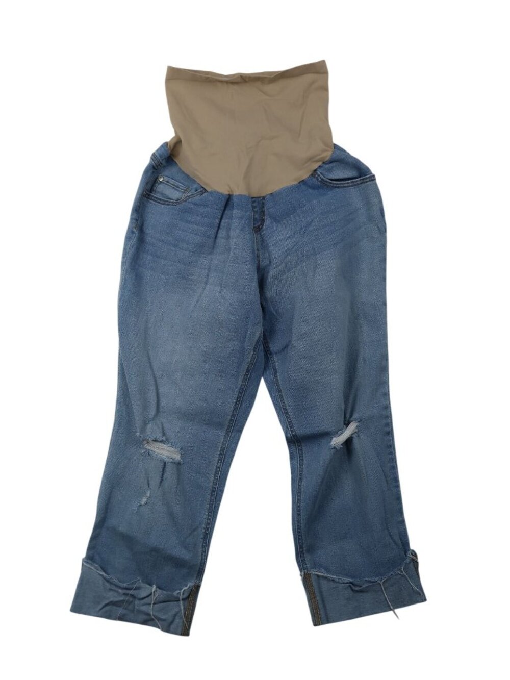 ✨3/$30 Indigo Blue XL Secret Fit Belly Maternity Jeans Distressed Capri Cropped